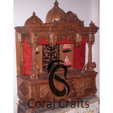 Teak Wood Temple with Curtains